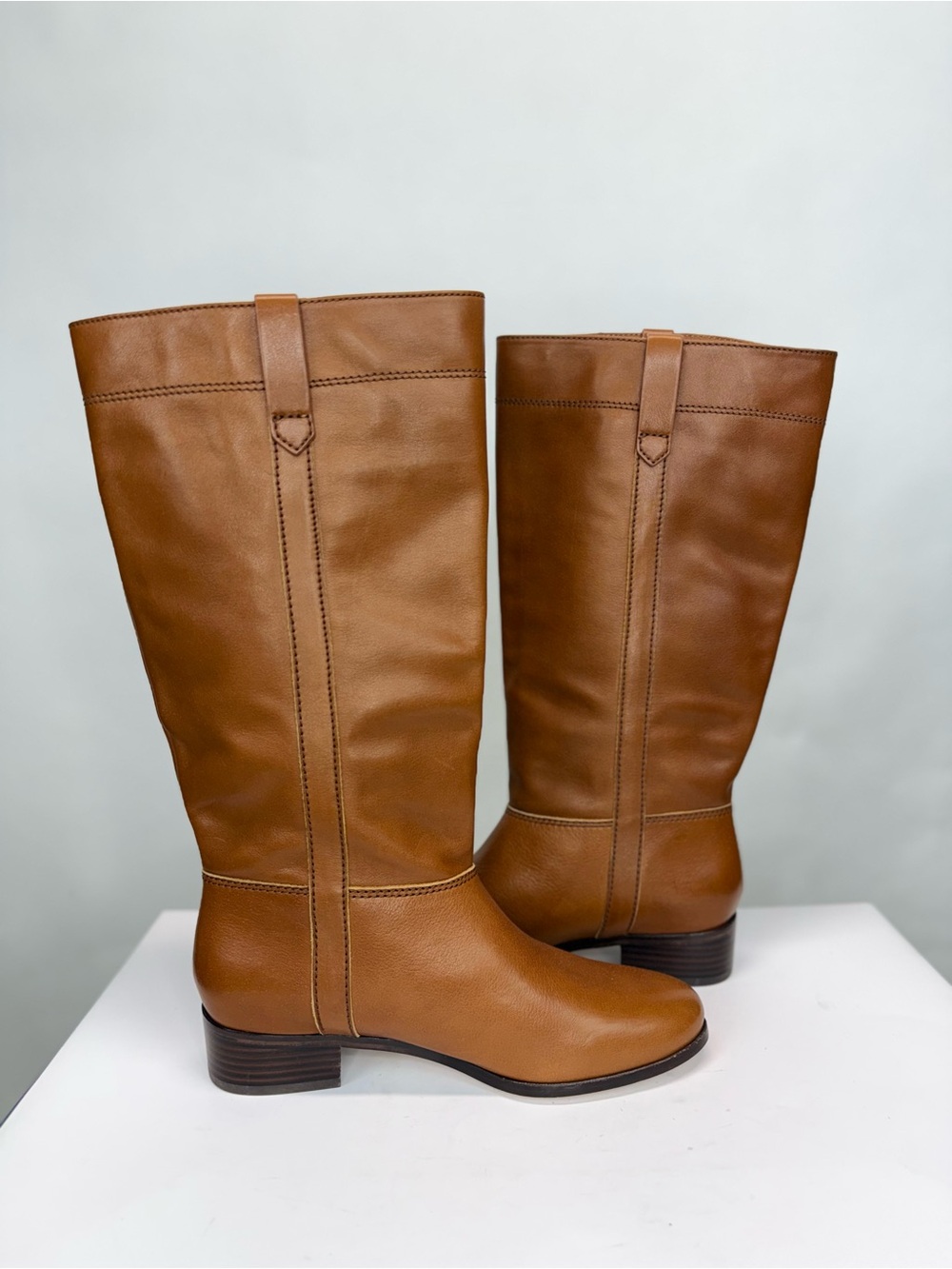 New Veronica Beard Dwyer Boot Caramel Brown Wide Calf Sz 8 - Picture 13 of 16